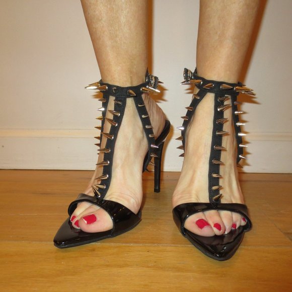 LAST CHANCE NNB Custom Made Sharp Spikes on Straps High Heel Stiletto Sandals - Picture 1 of 9